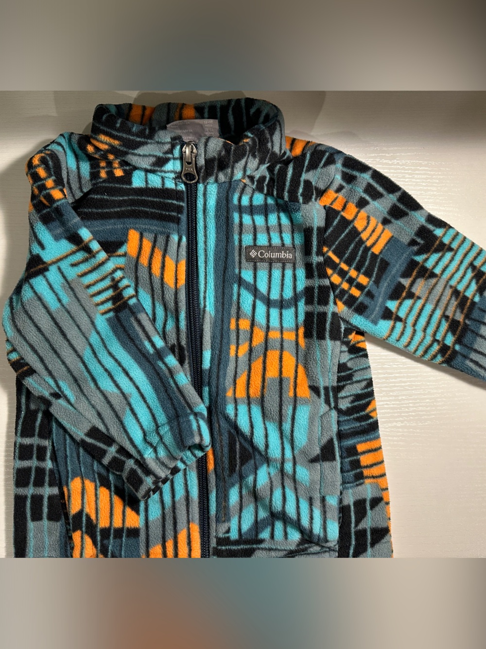 Columbia Kids Blue, Teal & Orange Geometric Fleece Jacket
